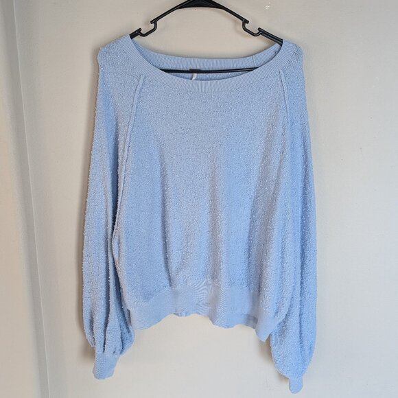 Free People Found My Friend Pullover in Sky Blue Size Small - Boucle Knit - Picture 2 of 12